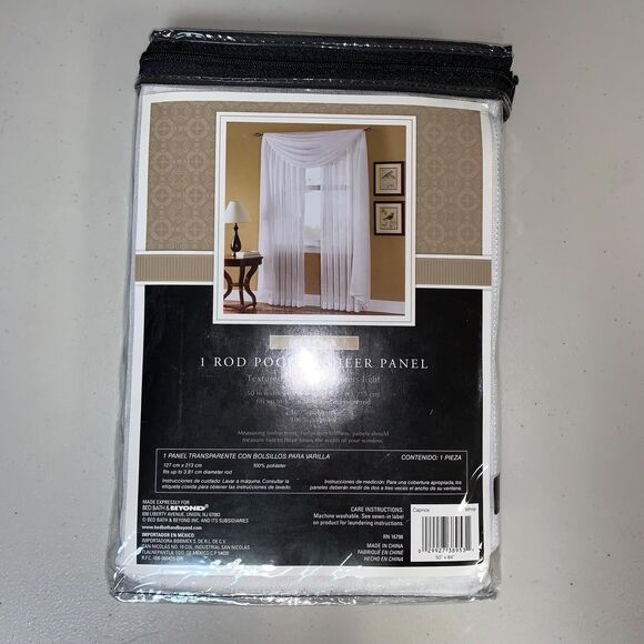 NWT White Sheer Panel Curtain 84" Caprice One Rod Pocket Window Treatment Set 2 - Picture 4 of 6